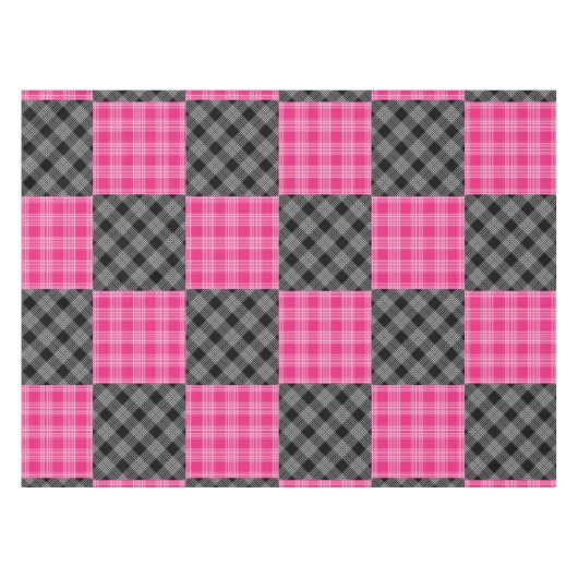 ピンクと黒の格子模様のテーブルクロス テーブルクロス (正面(横))