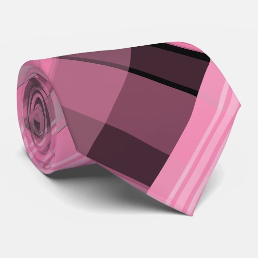 ピンクと黒の格子模様のネクタイ ネクタイ (ロール)