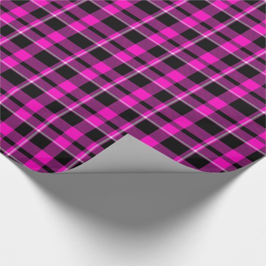 ピンクと黒の格子模様の包み紙 ラッピングペーパー (コーナー)