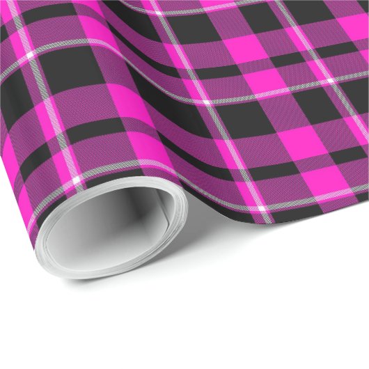 ピンクと黒の格子模様の包み紙 ラッピングペーパー (ロールコーナー)
