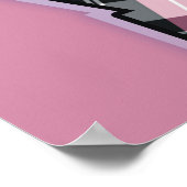 ピンクと黒の格子模様の積み重ねラブレター ポスター (角)