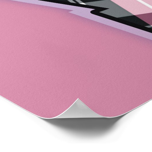 ピンクと黒の格子模様の積み重ねラブレター ポスター (角)