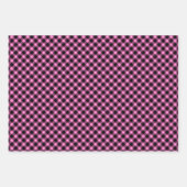 ピンクと黒の格子模様クリスマスラッピング紙 ラッピングペーパーシート (正面3)