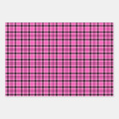 ピンクと黒の格子模様クリスマスラッピング紙 ラッピングペーパーシート (正面)