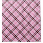 ピンクと黒の格子縞 シャワーカーテン (正面)