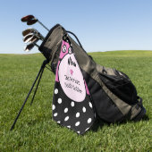 ピンクと黒の母とストライプ水玉模様 ゴルフタオル (グリーン)