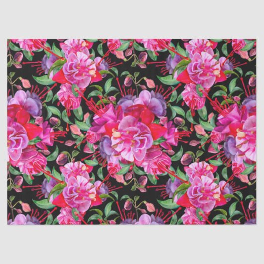 ピンクと黒の水色の明るい赤紫色開花 薄葉紙 (正面)