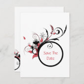 ピンクと黒の渦巻きが日付を保存 案内ポストカード (正面/裏面)