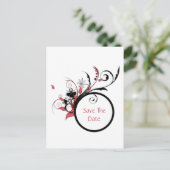 ピンクと黒の渦巻きが日付を保存 案内ポストカード (スタンド正面)