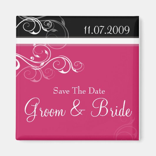 ピンクと黒の渦巻き マグネット (正面)