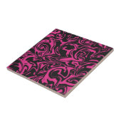 ピンクと黒の渦巻き – ミックスとマッチタイル タイル (側面)