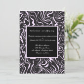 ピンクと黒の渦巻結婚き 招待状 (スタンド正面)