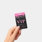 ピンクと黒の滴下グリッターSweet sixteenVIP バッジ (手持ち)