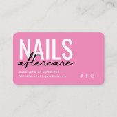 ピンクと黒の爪、 ネイルアフターケアカード 名刺 (正面)