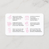 ピンクと黒の爪、 ネイルアフターケアカード 名刺 (裏面)