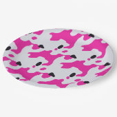 ピンクと黒の牛のプリントパターン ペーパープレート (アングル)