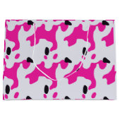 ピンクと黒の牛のプリントパターン ラージペーパーバッグ (正面)