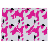 ピンクと黒の牛のプリントパターン ラージペーパーバッグ (裏面)