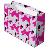 ピンクと黒の牛のプリントパターン ラージペーパーバッグ (裏面アングル)