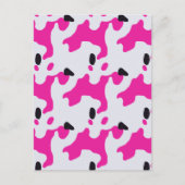 ピンクと黒の牛のプリント ポストカード (正面)