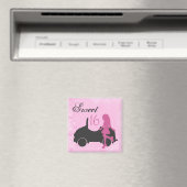 ピンクと黒の甘い16シルエットマグネット マグネット (インサイチュ (食洗機))
