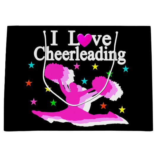 ピンクと黒の私はチアリーダーの抱き枕 ラージペーパーバッグ (正面)