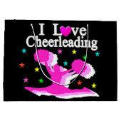 ピンクと黒の私はチアリーダーの抱き枕 ラージペーパーバッグ (裏面)