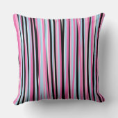 ピンクと黒の縦ストライプ列 クッション (裏面)
