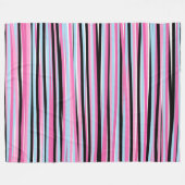 ピンクと黒の縦ストライプ列 フリースブランケット (正面(横))