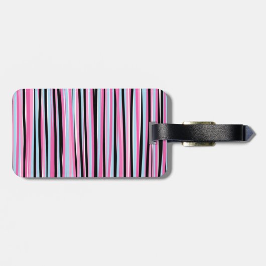 ピンクと黒の縦ストライプ列 ラゲッジタグ (裏面横)