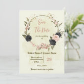 ピンクと黒の花の植物性結婚の セーブザデート (スタンド正面)