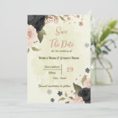 ピンクと黒の花の植物性結婚の セーブザデート (スタンド正面)