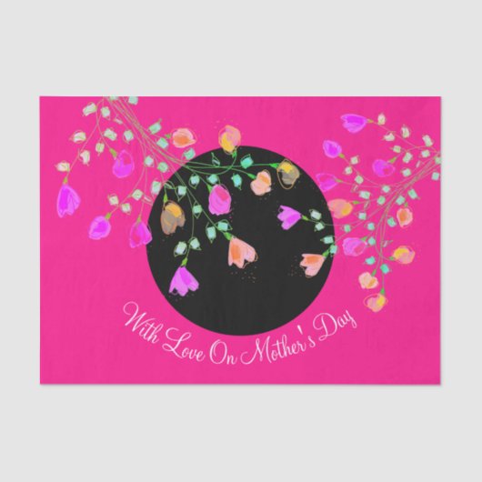 ピンクと黒の花の母の日 薄葉紙 (正面)