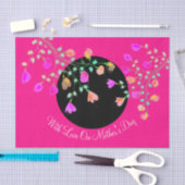 ピンクと黒の花の母の日 薄葉紙 (クラフト)