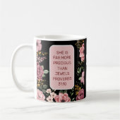 ピンクと黒の花の諺31 コーヒーマグカップ (左)