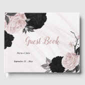ピンクと黒の花グレーの植物大理石 ゲストブック (正面)