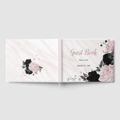 ピンクと黒の花グレー植物大理石ゲストb ゲストブック (全面)