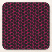 ピンクと黒の花房 スクエアペーパーコースター (正面)