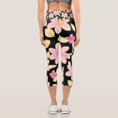 ピンクと黒の花柄 カプリレギンス (裏面)