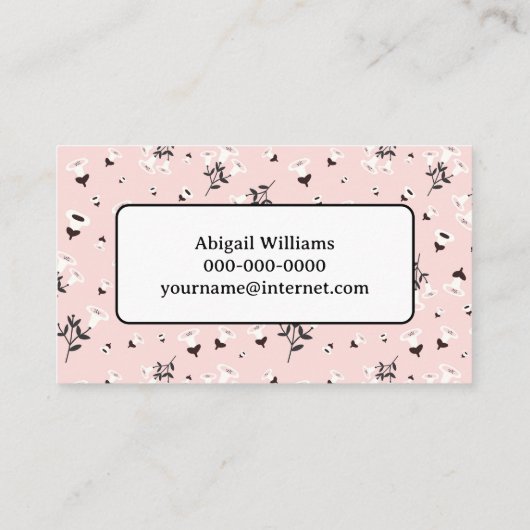 ピンクと黒の花柄 名刺 (裏面)