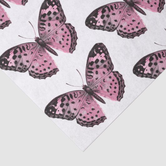ピンクと黒の蝶のデコページティッシュペーパー 薄葉紙 (詳細)