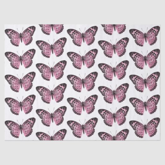 ピンクと黒の蝶のデコページティッシュペーパー 薄葉紙 (正面)