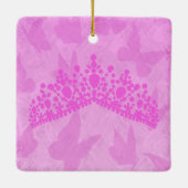 ピンクと黒の蝶キンセアニェラ写真 セラミックオーナメント (裏面)