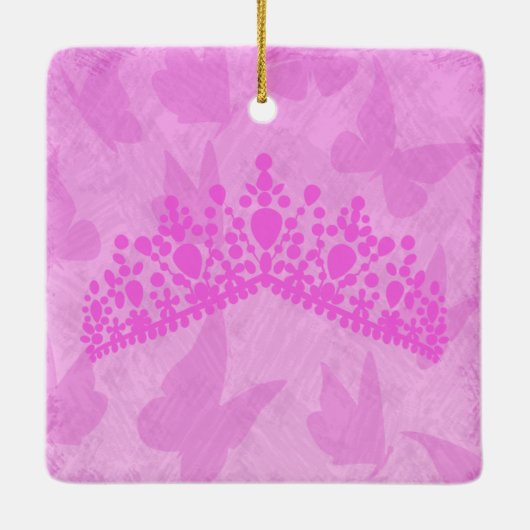 ピンクと黒の蝶キンセアニェラ写真 セラミックオーナメント (裏面)