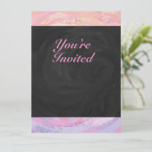 ピンクと黒の誕生日パーティーへの招待 招待状 (スタンド正面)