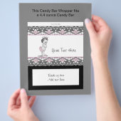 ピンクと黒の赤ちゃんシャワーキャンディバーラッパー チラシ (手)