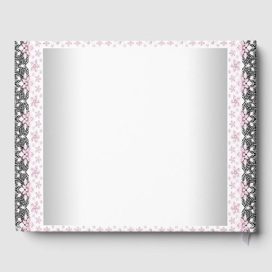 ピンクと黒の赤ちゃんシャワーゲストブックエスニックガール ゲストブック (裏面)