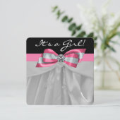 ピンクと黒の赤ちゃんシャワー 招待状 (スタンド正面)