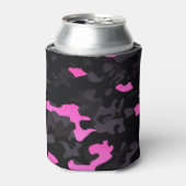 ピンクと黒の迷彩 缶クーラー (缶正面)