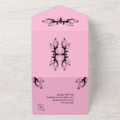 ピンクと黒の3つ折りRsvp結婚's オールインワン招待状 (外側)